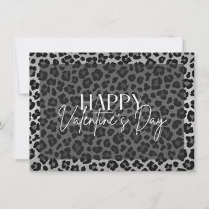 Invitación Gray Leopard Happy Valentine Day Card