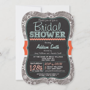 Invitación Gray Paisley Chalkboard look Bridal Shower