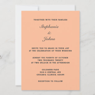 Invitación Gray Peach Fuzz Elegante Boda Mínimo Simple
