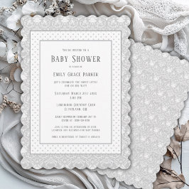 Invitación Gray Shabby Chic Vintage Baby Shower