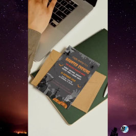 Invitación Gray Spooky Hauned Mansion Theme Fiesta Halloween