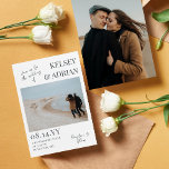 Invitación Gray Únete a la tipografía moderna Boda de fotogra<br><div class="desc">Invitación nupcial informal y moderna con una combinación de letras y fuentes serif, nombres y fechas de boda en letras grandes, y fotos de los dos. Invitación a la boda de fotos en blanco con fuentes grises personalizadas con dos fotos, en uno de los lados de la invitación. Invitación a...</div>