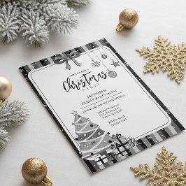 Invitación Grayscale Modern Christmas Tree Invitation