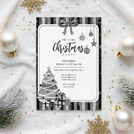 Invitación Grayscale Modern Christmas Tree Invitation