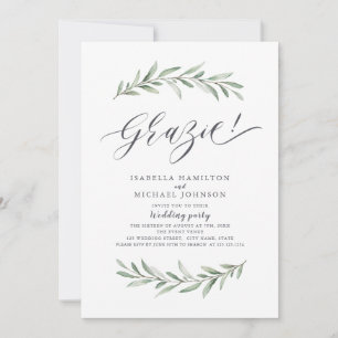 Invitación ¡Grazie! Boda Rústico Sencillo de Verdor