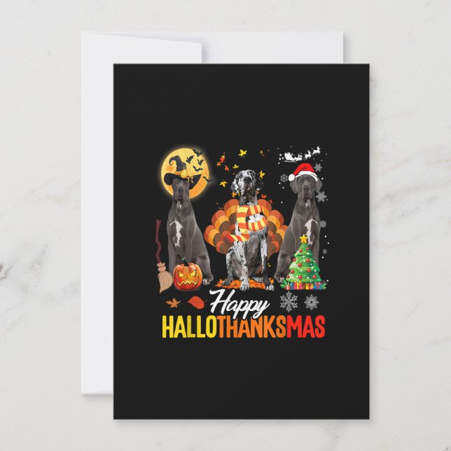 Invitación Great Dane Happy Hallothanksmas Halloween Thanksgi (Anverso)