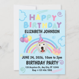 Invitación Great Pyrenees Birthday Party Invitation Blue