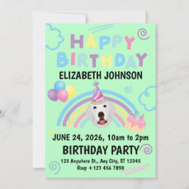 Invitación Great Pyrenees Birthday Party Invitation Green