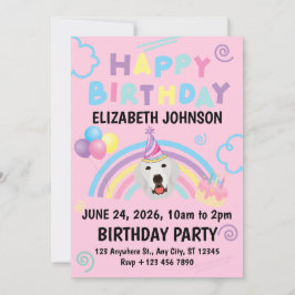 Invitación Great Pyrenees Birthday Party Invitation Pink