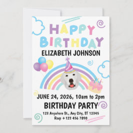 Invitación Great Pyrenees Birthday Party Invitation White