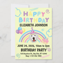 Invitación Great Pyrenees Birthday Party Invitation Yellow