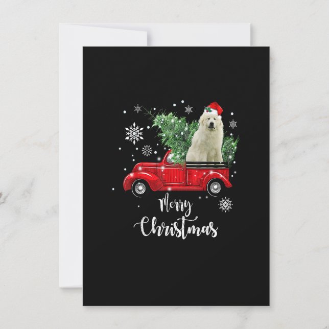 Invitación Great Pyrenees Ride Red Truck Christmas Pajama (Anverso)