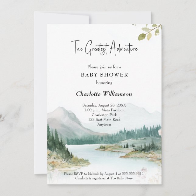 Invitación Greatest Adventure Baby Shower (Anverso)