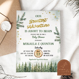 Invitación Greatest Adventure Comienza Baby Shower Forestal