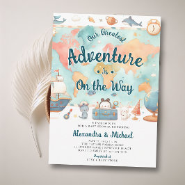 Invitación Greatest Adventure Map Parejas Boy Baby Shower