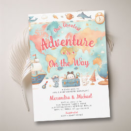 Invitación Greatest Adventure Map Parejas Chica Baby Shower