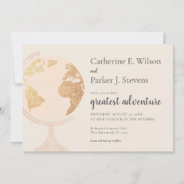 Invitación Greatest Adventure World Globe Travel Gold Boda