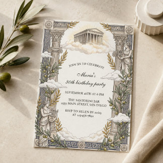 Invitación Grecia Antigua Mitología Griega Templo Cumpleaños