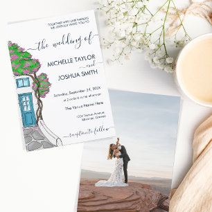 Invitación Grecia moderna Boda de destino de isla griega