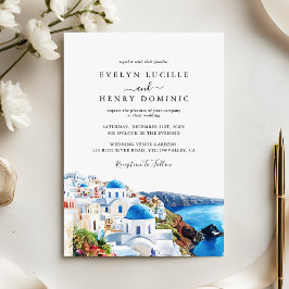 Invitación Greek Island Santorini Watercolor Greece Wedding