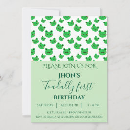 Invitación Green 1er cumpleaños Fiesta Niño Rana