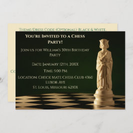 Invitación Green 30 Birthday Fiesta Chess King