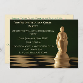 Invitación Green 30 Birthday Fiesta Chess Pawn