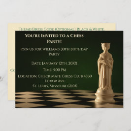 Invitación Green 30 Birthday Fiesta Chess Queen