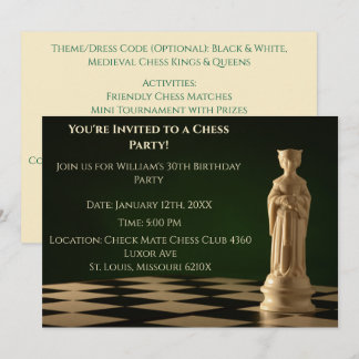 Invitación Green 30 Birthday Fiesta Chess Queen