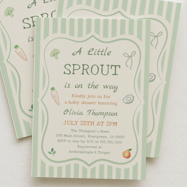Invitación Green A Little Sprout Baby Shower (Subido por el creador)
