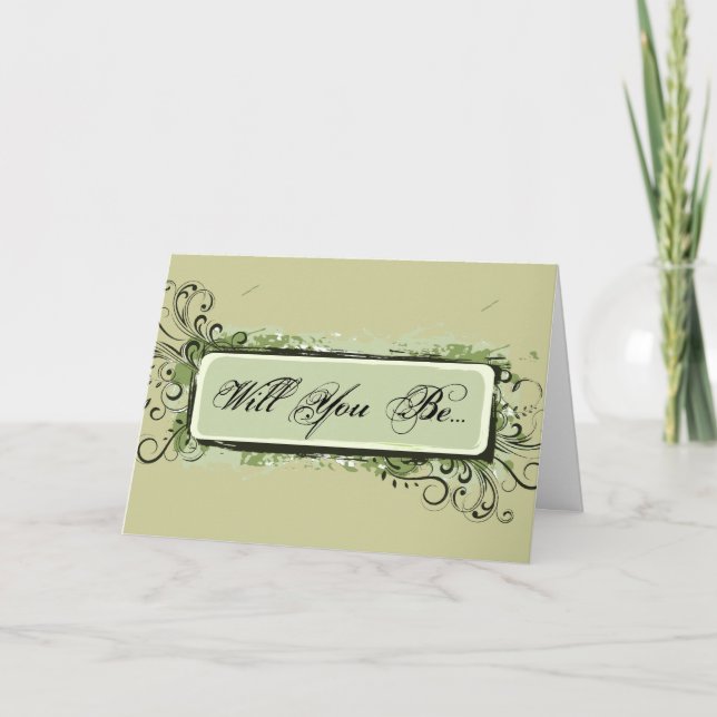 Invitación Green Abstract Floral Be My Bridesmaid (Anverso)