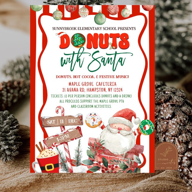 Invitación Green and Red Donuts with Santa (Subido por el creador)