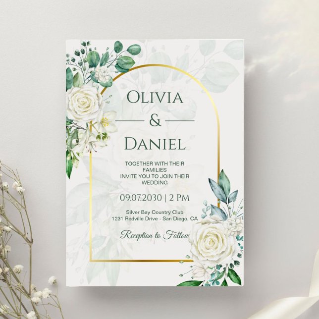 Invitación Green and White Elegant Wedding  (Subido por el creador)
