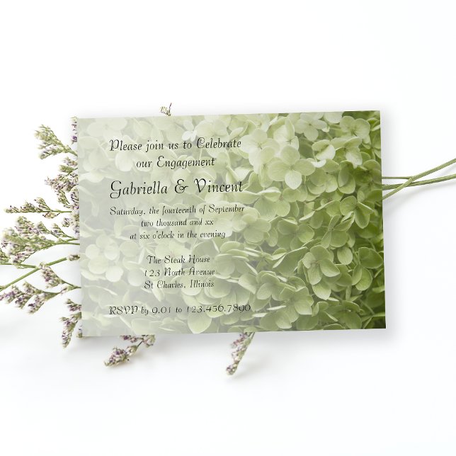 Invitación Green Annabelle Hydrangea Floral Engagement Party (Subido por el creador)