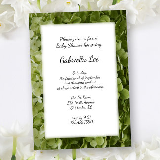 Invitación Green Annabelle Hydrangea Flower Baby Shower