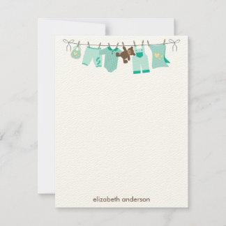 Invitación Green Baby ClotheslineGracias Notas