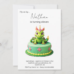 Invitación *~* Green Baby Dragon Photo AP88 Birthday Party