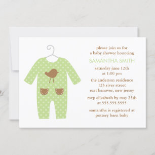 Invitación Green Baby Outfit Gender Neutral Baby Shower