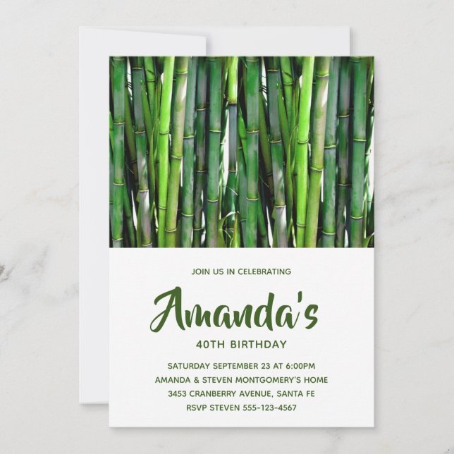 Invitación Green Bamboo Stalks Nature Photography Birthday (Anverso)
