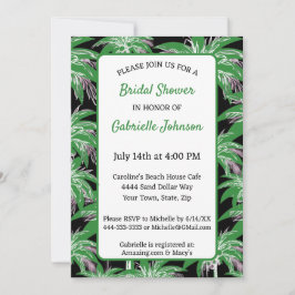 Invitación Green Black Palm Tree Modern Summer Shower Party