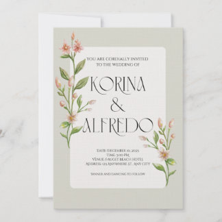 Invitación Green Boho Watercolor Botanical Wedding Invitation