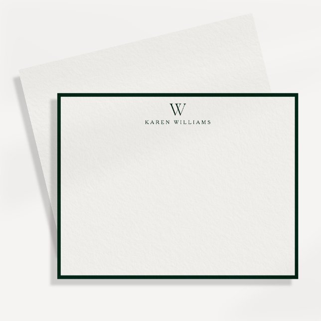 Invitación Green Border Monogram Stationery Note Card (Subido por el creador)