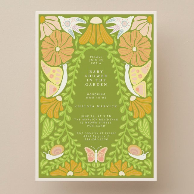 Invitación Green Botanical Garden Baby Shower Invitation (Subido por el creador)