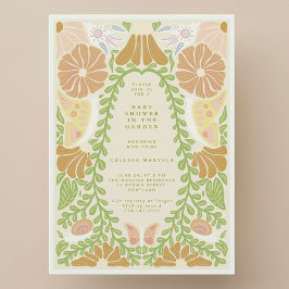 Invitación Green Botanical natural Baby Shower Invitation 