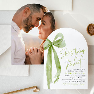 Invitación Green Bow está atando la ducha de novia del Arco d