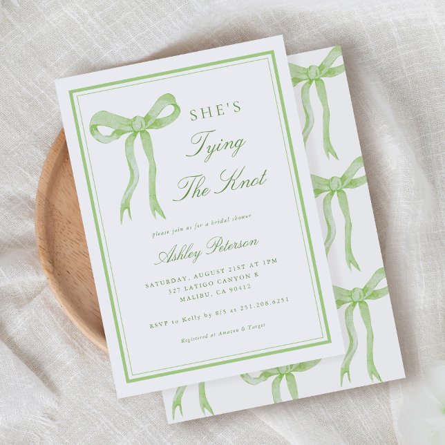 Invitación Green Bow está atando la ducha nupcial (Subido por el creador)
