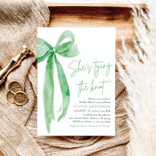 Invitación Green Bow que está atando la ducha nupcial