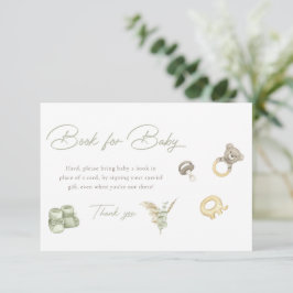 Invitación Green Boy Baby Shower Books For Baby Card