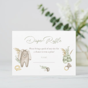 Invitación Green Boy Baby Shower Diaper Raffle Card