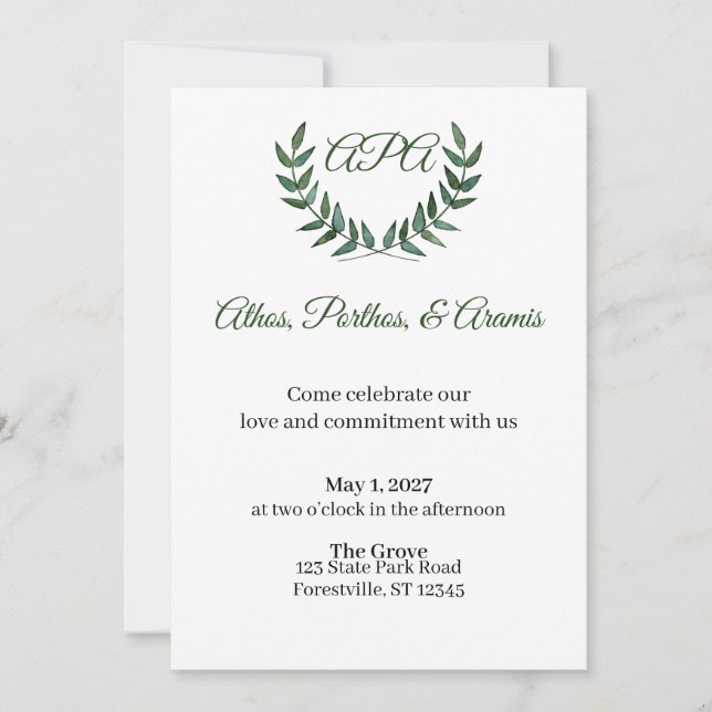 Invitación Green Branches Invitation (Anverso)